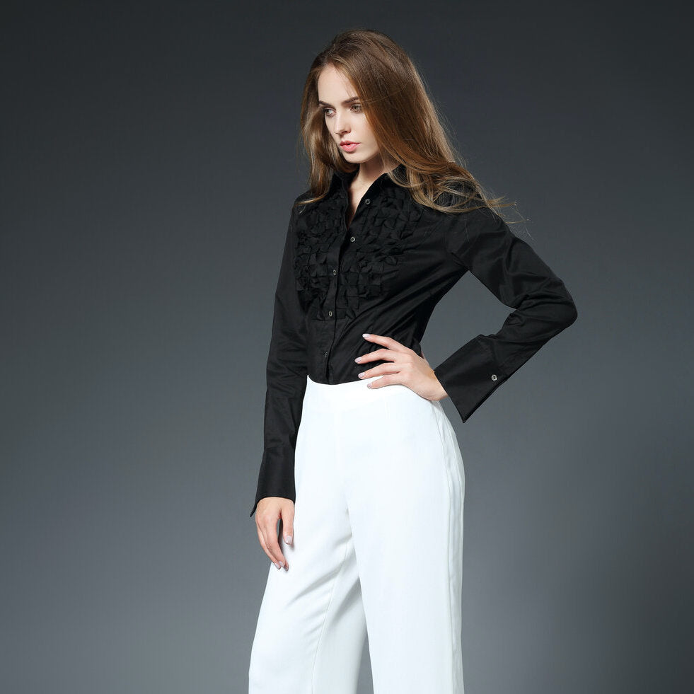 Hannah Straight Leg Pant with Tux Stripe