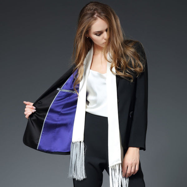 Illana Shawl Collar Jacket with Stretch Silk Lining in Black