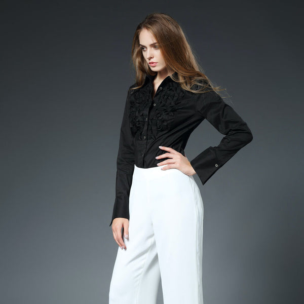 Hannah Straight Leg Pant with Tux Stripe in White
